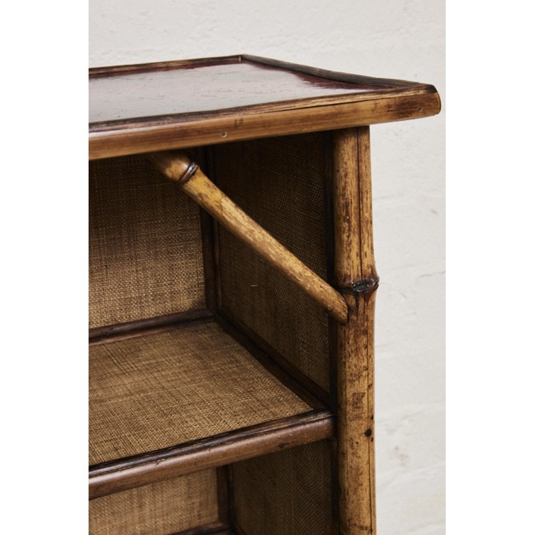 English Victorian bamboo bookcase with lacquer top — Jefferson
